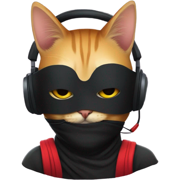 ninja cat with headphones emoji