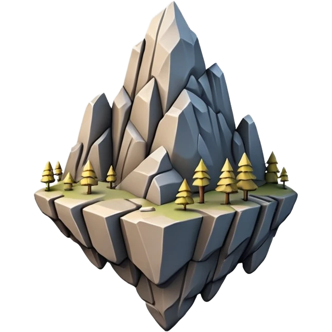 A 3D emoji of a steep rocky cliff in Apple style, with a sharp drop and jagged edges. Minimal, glossy, clean Apple-style rendering, isolated on white background.

 emoji