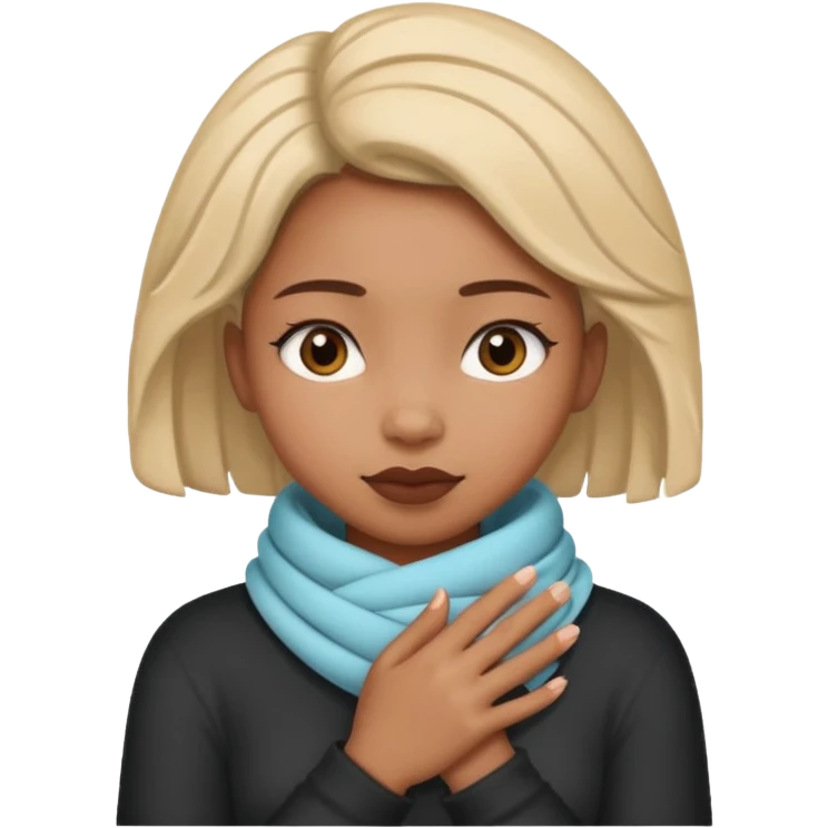 black girl with her hands wrapped around her neck emoji