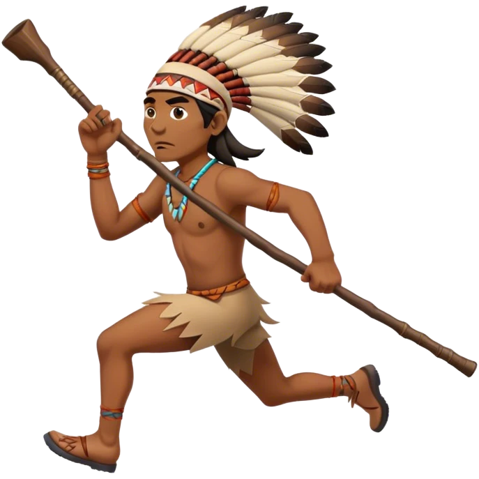 american Indian running with hunting stick emoji