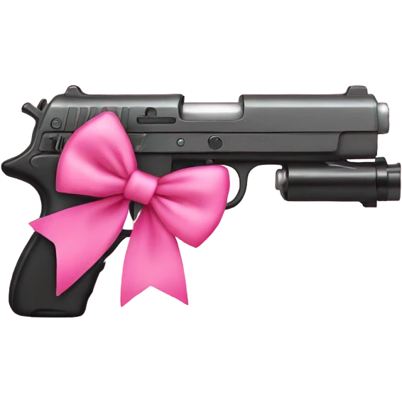 gun with a pink bow with cute girl emoji