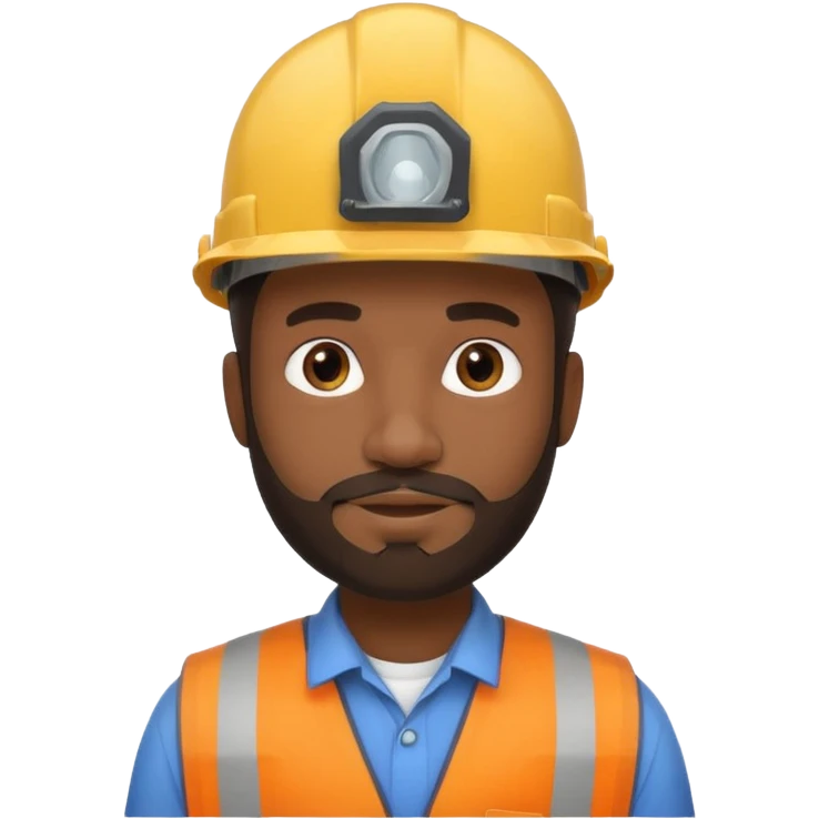black male civil engineer with a little beard, wearing a hard hat emoji