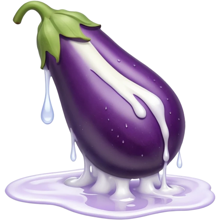 Egg plant between feet and dripping white liquid emoji
