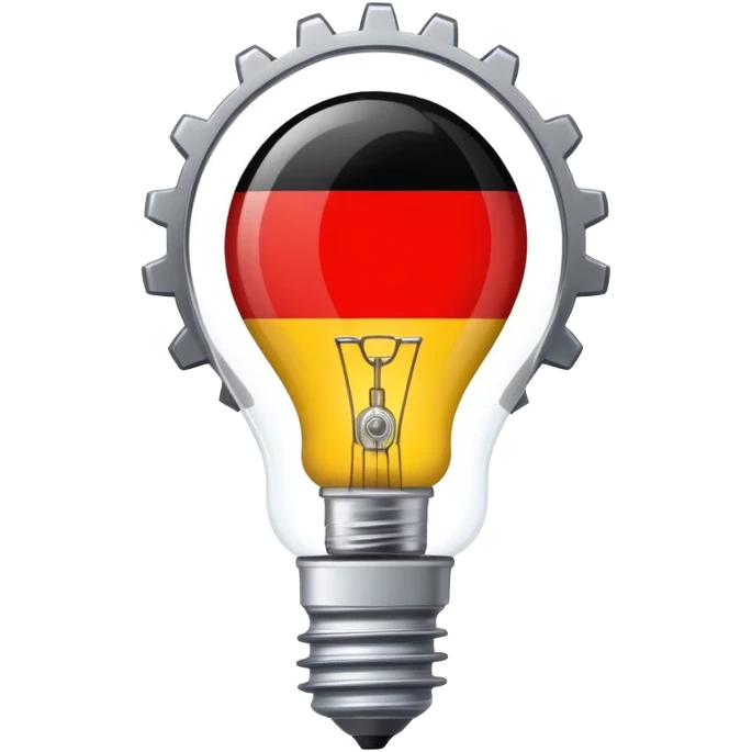 single emoji symbolizing German modernization in the 1970s with gears, lightbulb, and a small German flag, minimal details emoji