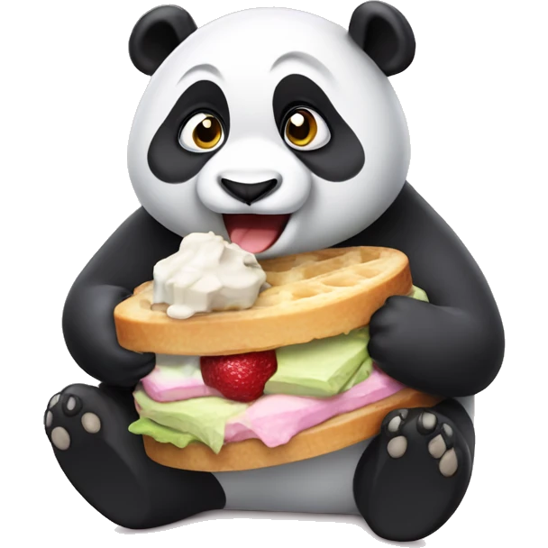 Panda eating ice cream and on top of a sandwich  emoji