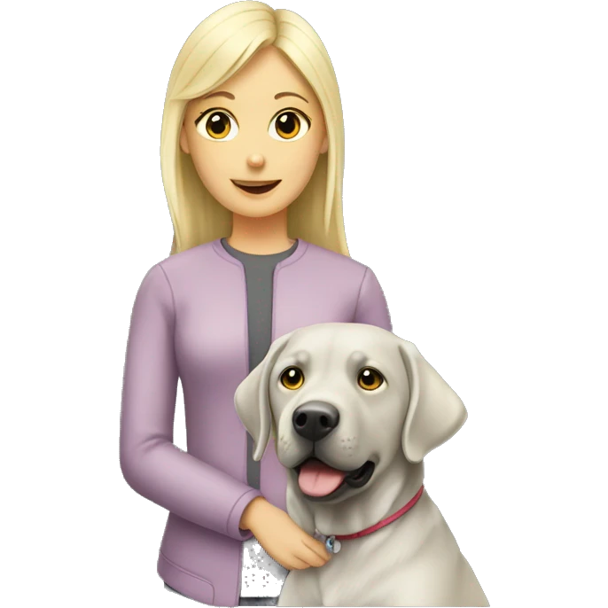 Silver Lab wearing with blonde girl emoji