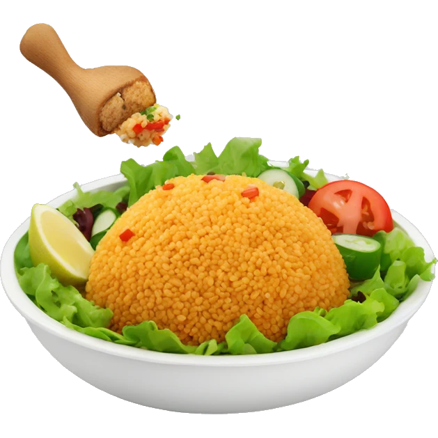 Bulgur in dash with chicken and salad emoji