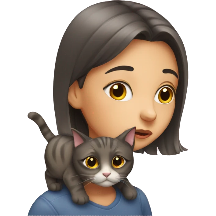 girl sniffing cat emoji