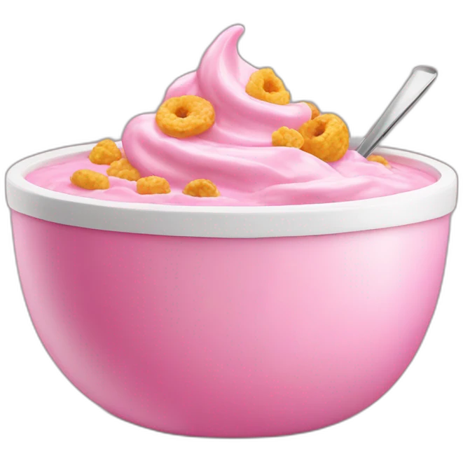 pink iogurt with cereal as topping on a bowl emoji