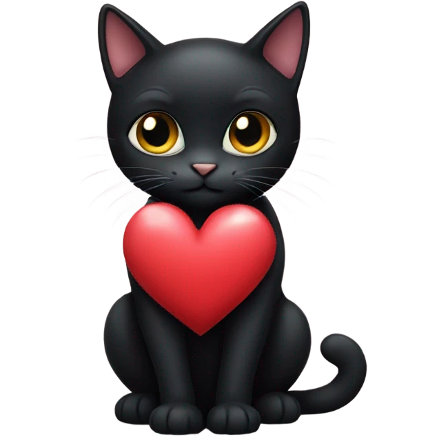 black cat with a heart in its paws emoji