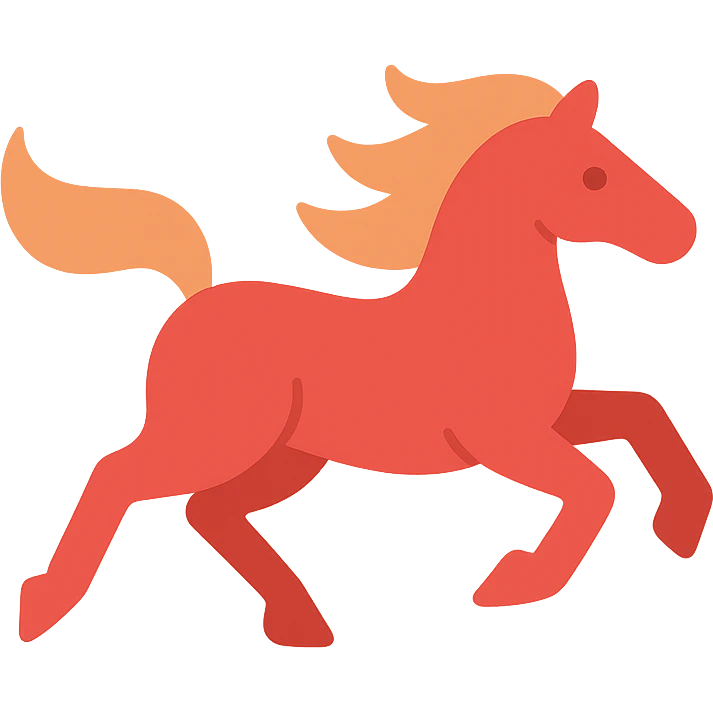 
Running red fire horse symbol of new year 2026 according to Asian Chinese calendar. greeting card or banner. vector illustration emoji