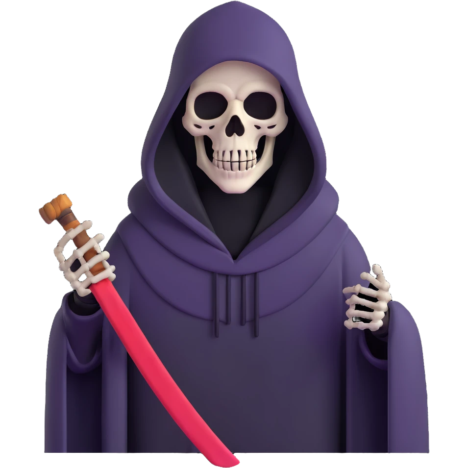 hooded grim reaper with skeletal face emoji