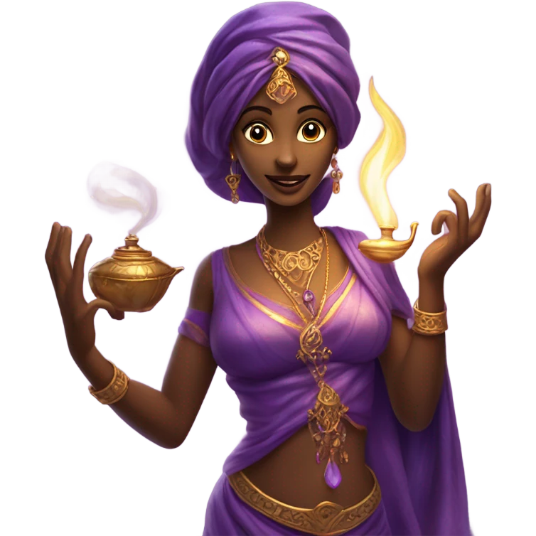 purple female genie coming out of the lamp emoji