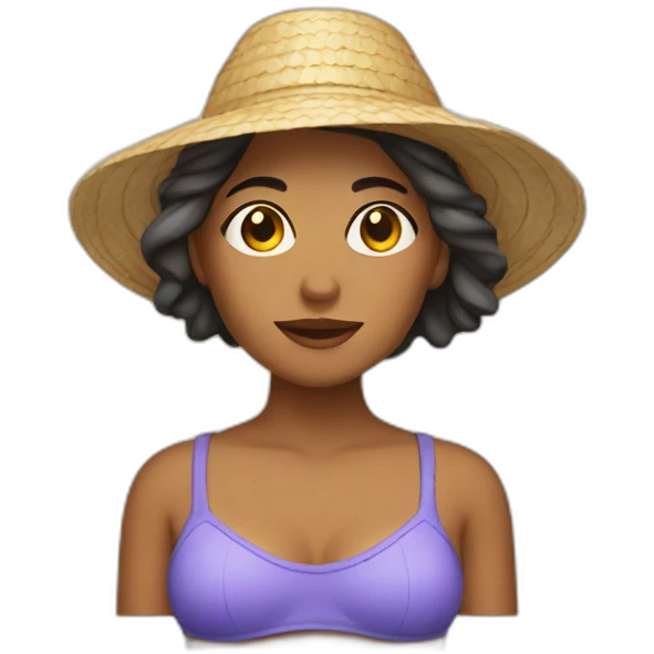 mujer en playa emoji