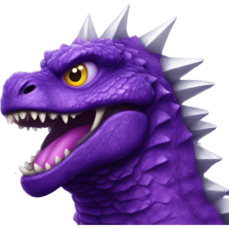 purple godzilla head with sparkle eyes emoji