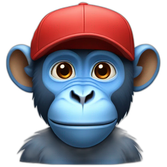  blue monkey with a red cap emoji