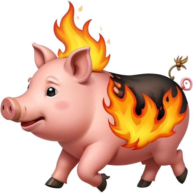 pig running out fire emoji