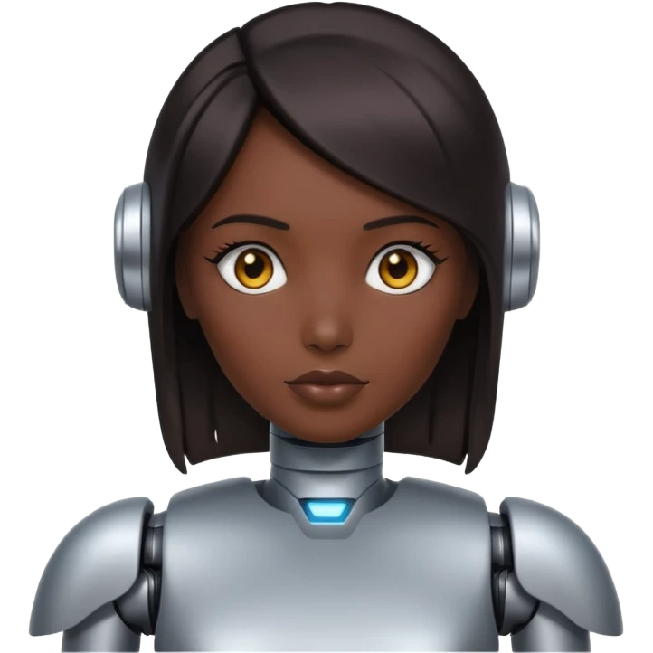 female robot with dark hair emoji