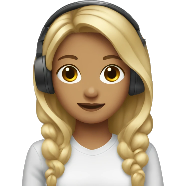 Girl with blonde and brown hair with headphones emoji