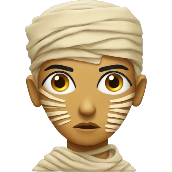 Egyptian mummy with sad face emoji