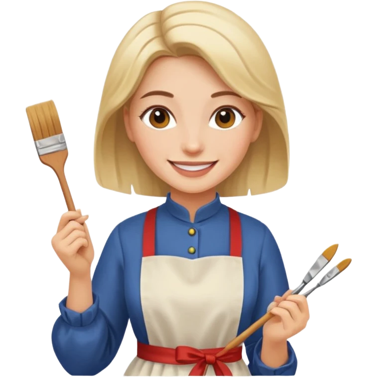 Hold. Women painting smilling tablier emoji