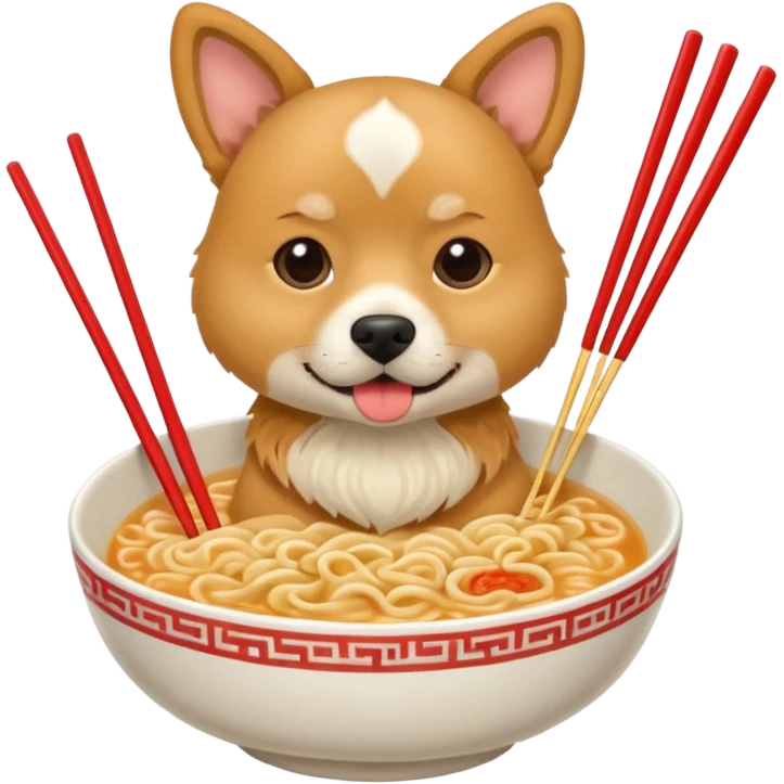 Dog eating ramen noodles emoji