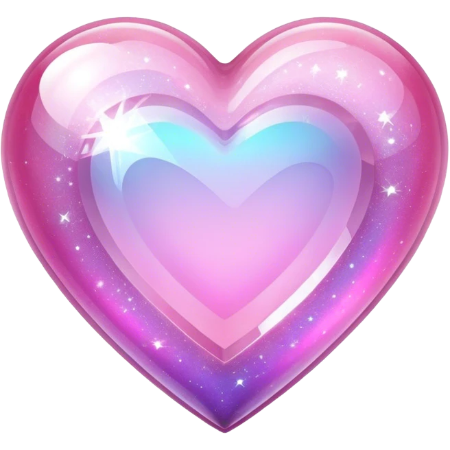 Sparkly glossy pink iridescent glass crystal sparkly  glass heart emoji