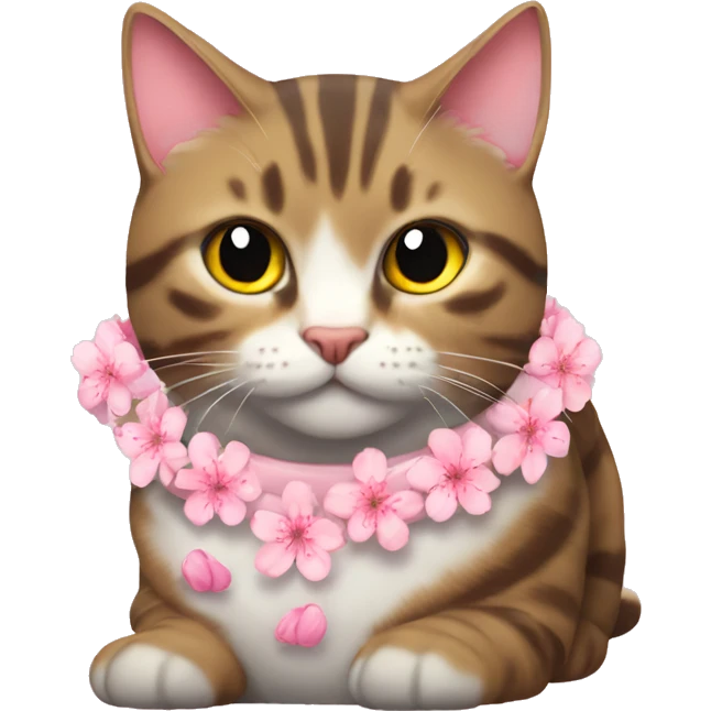 Chunky Tabby car with a cherry blossom collar emoji