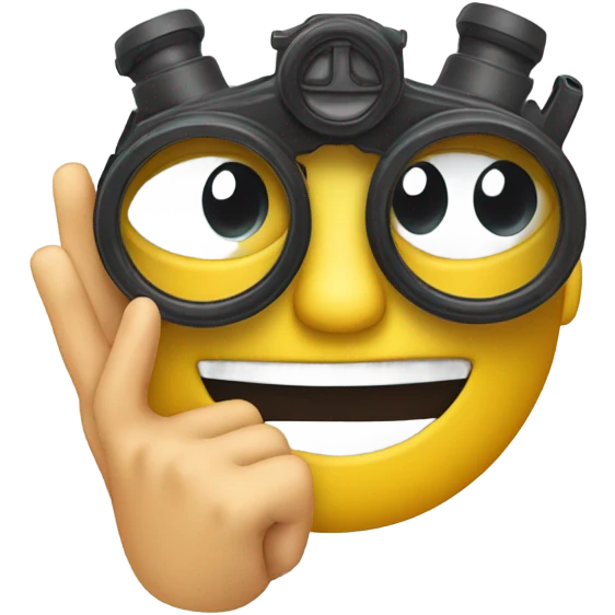 An emoji making a gesture by forming circles with both thumbs and index fingers, placing them around the eyes like binoculars emoji