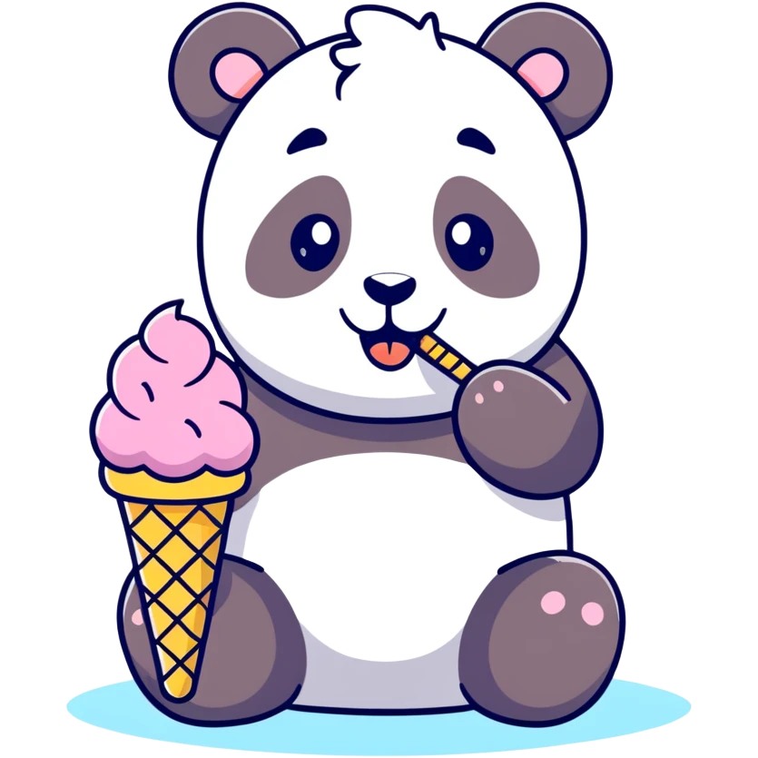 Panda eating ice cream emoji