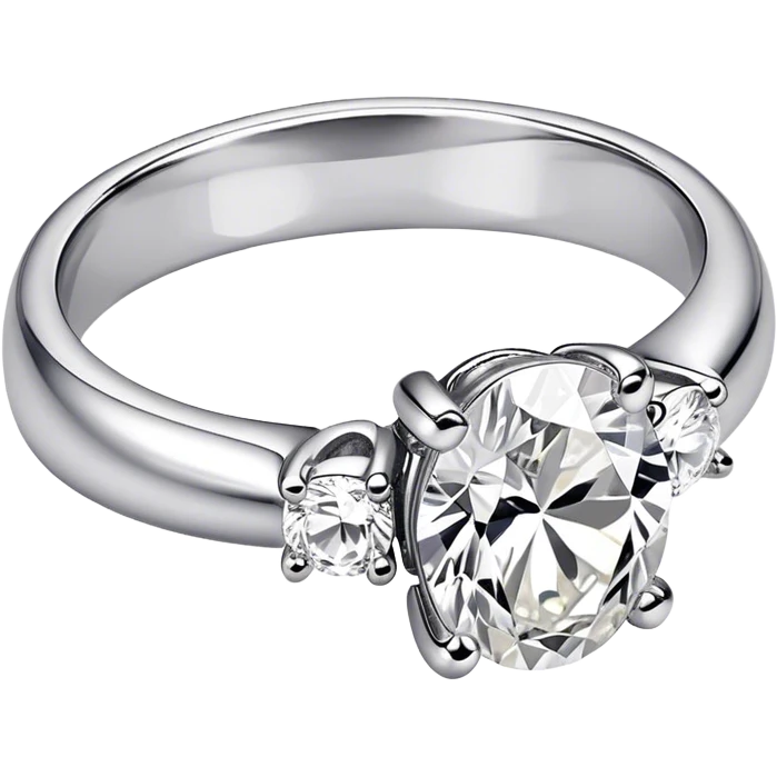 silver band oval engagement ring emoji
