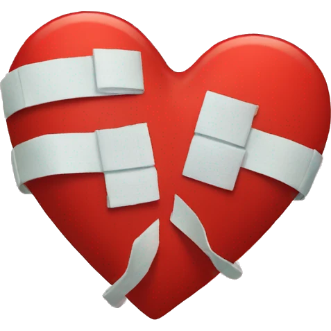 broken red heart with bandages around it emoji