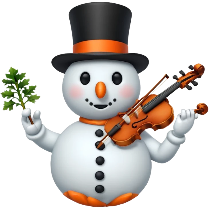 Snowman with Musical Instrument violin emoji