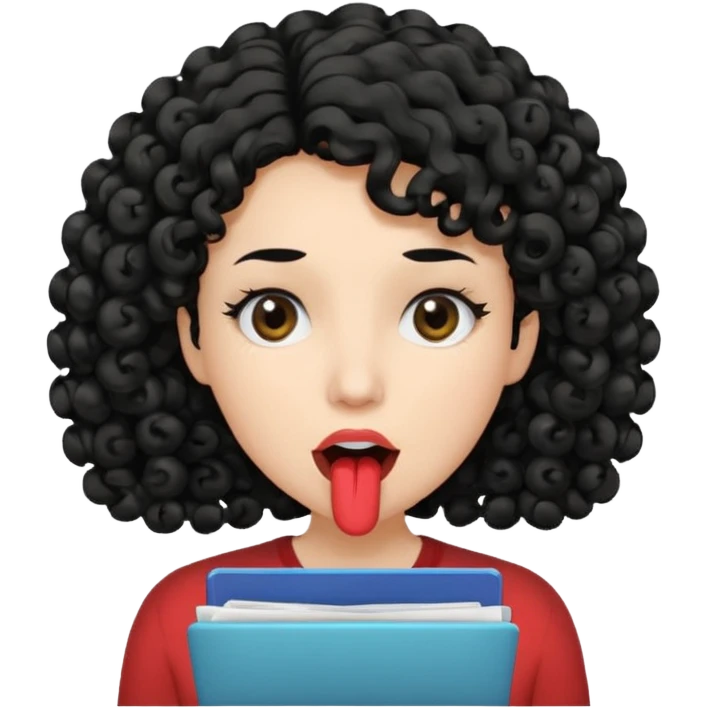 a woman is talking and English letters are coming out of her mouth emoji