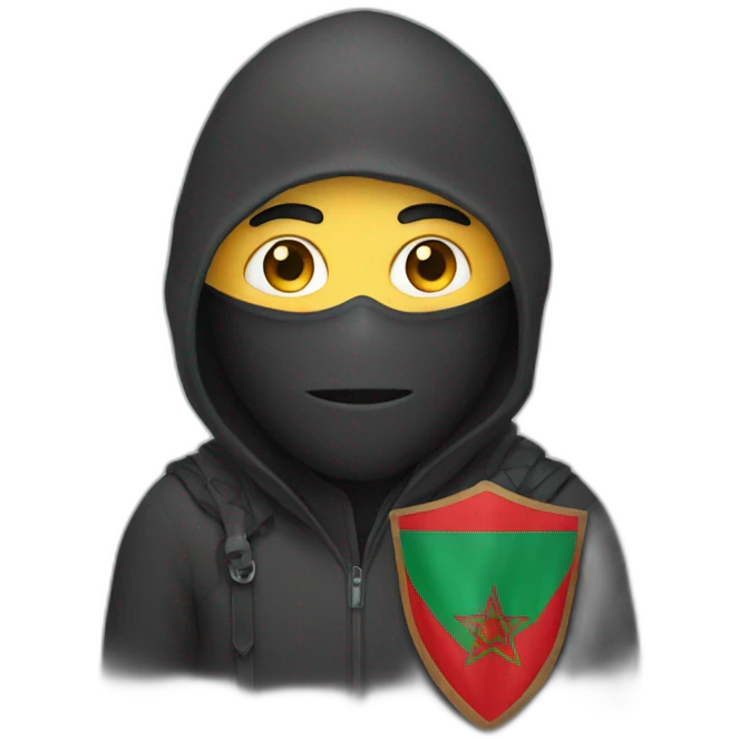 A thief wearing a Moroccan flag mask emoji