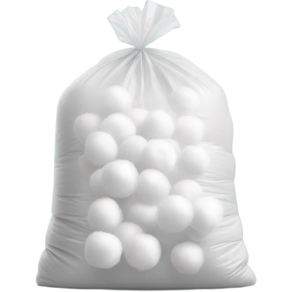  plastic bag of cotton balls no face, realistic emoji