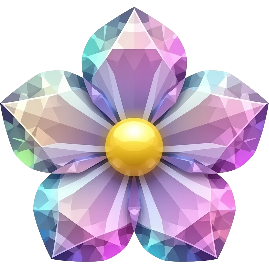 Shiny sparkly colorful crystal gem flower emoji