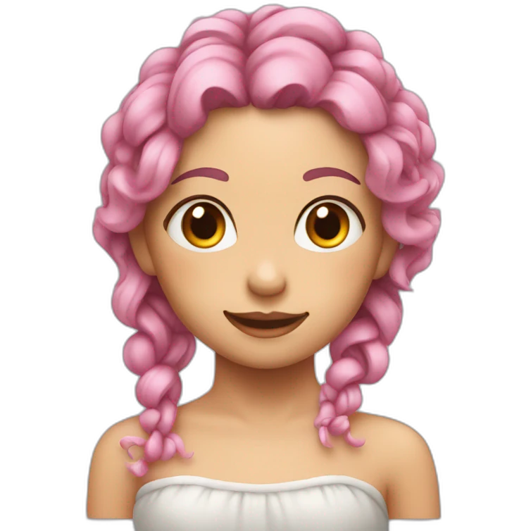 girl with colored hair, braids in bath foam emoji
