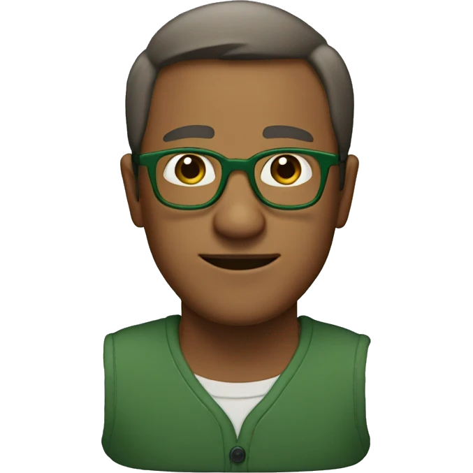 a 29 yer old brown guy with short hair and green glasses emoji