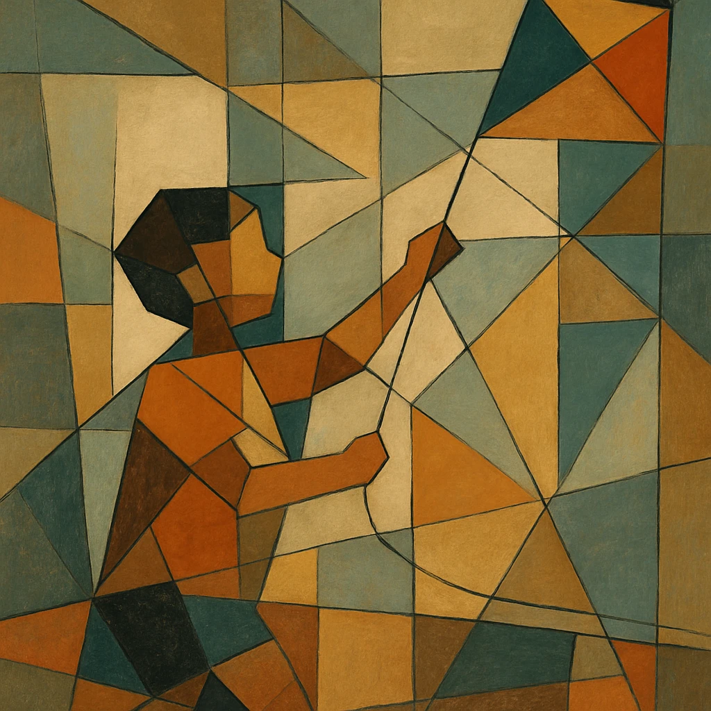 Child flying a kite, arm and string abstracted in linear tension.
 emoji