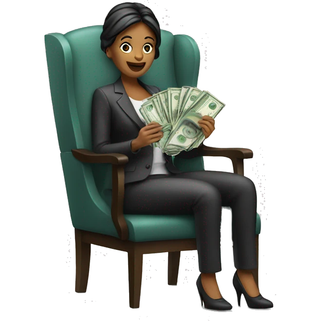 Women with money on a chair emoji