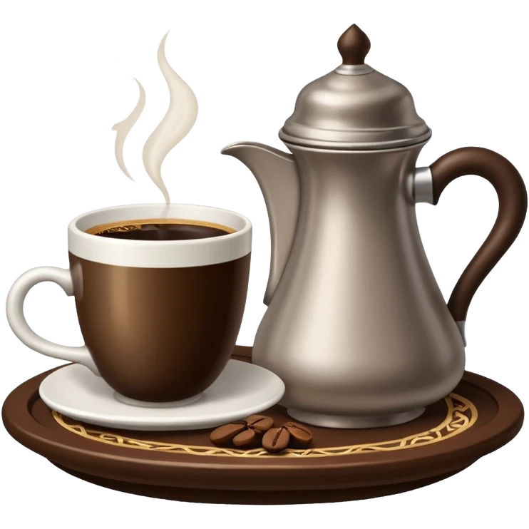 a cup of Saudi coffee with traditional dallah pot next to the cup emoji