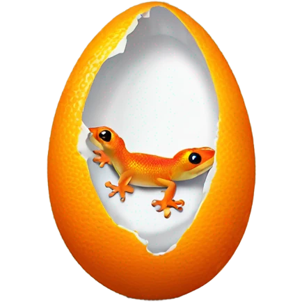 Orange gecko emerges from egg emoji