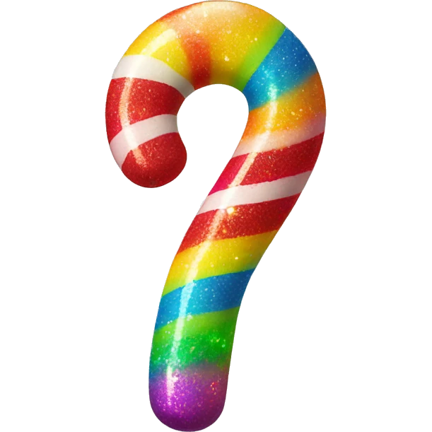 neon candy cane twisted with glittery rainbow stripes emoji