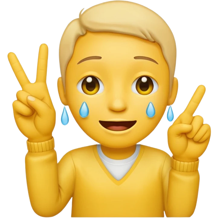 crying laughing emoji with a hand holding a peace sign emoji
