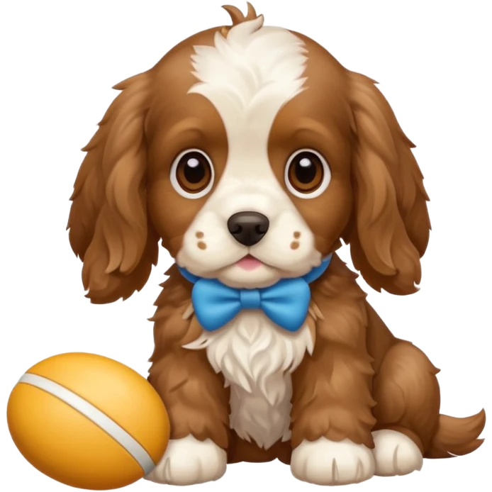 Russian Cocker Spaniel puppy with a toy emoji