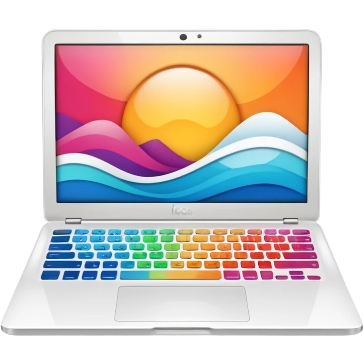 a white laptop on a black background. turn the laptop emoji