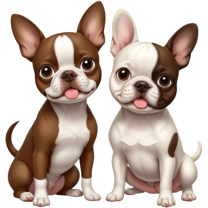 Skinny brown Boston terrier and all white French bulldog emoji