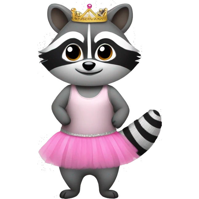 Raccoon wearing a tutu and a tiara emoji
