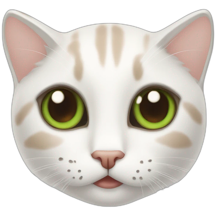 Chat 99% blanc, poil long, yeux verts, oreilles marron emoji